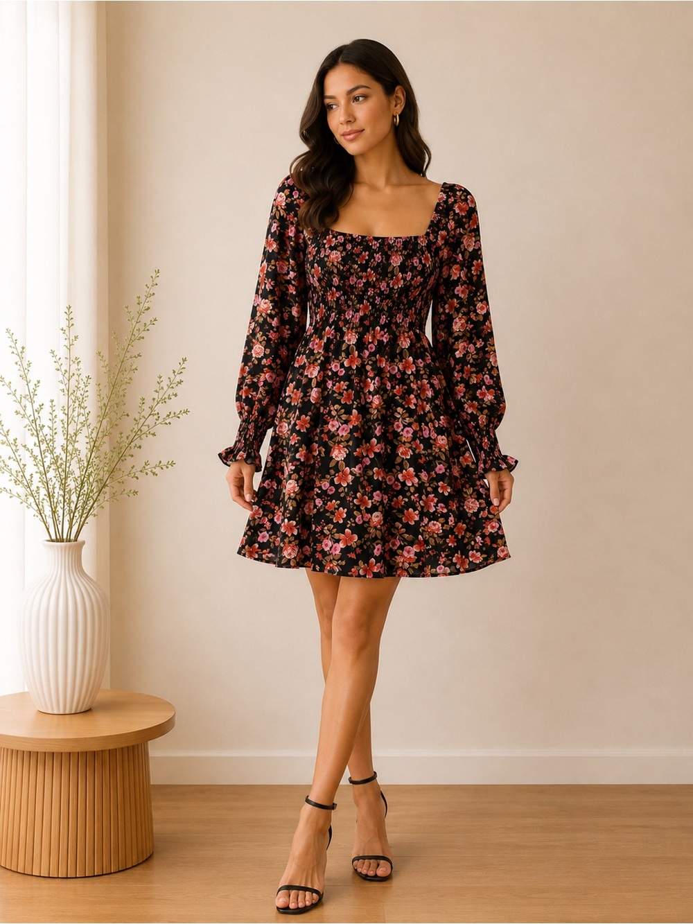 Forever 21 Floral Smocked Mini Dress | Size Small - Picture 1 of 4
